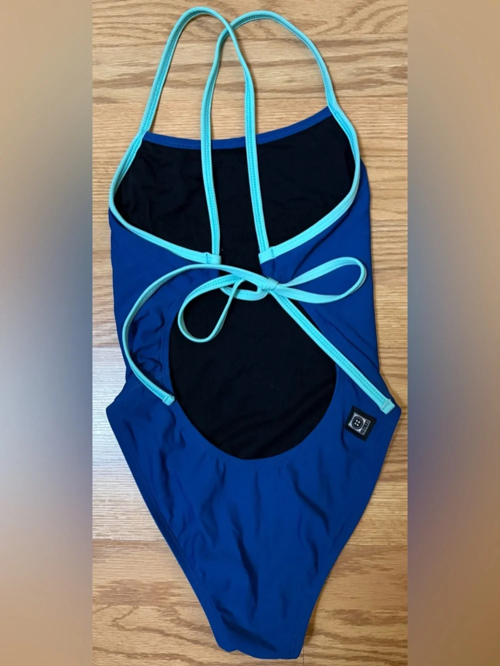 Jolyn -Dayno II   30 Classic Blue One-Piece Swimsuit with tie back Aqua Straps